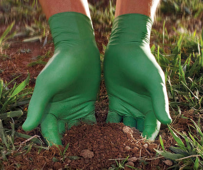 SHOWA 6110PF Disposable Biodegradable Nitrile Powder Free Work Glove, 240mm long, .1mm thick, Green, M