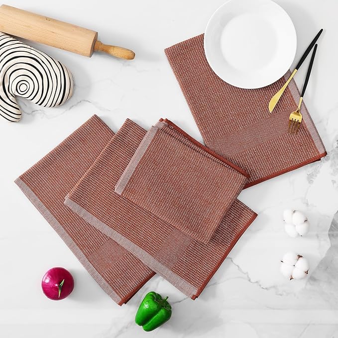 Homaxy Premium Kitchen Towels, Large Cotton Kitchen Hand Towels, Flat and Terry