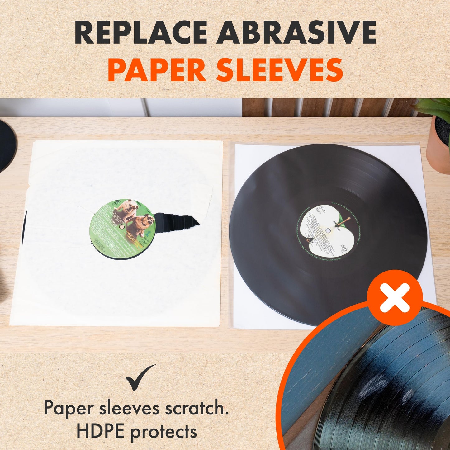 50x 12 Inch Anti Static Inner Vinyl Record Sleeves | Audiophile Poly Lined Plastic Protective Album LP Sleeve | Replaces Paper Sleeves & Fits Inside Cardboard Inners | Archival Quality Triple Ply