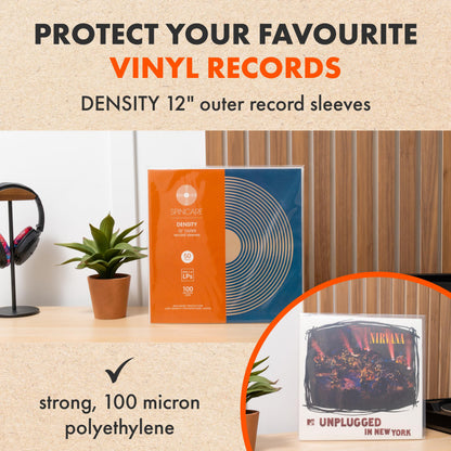 SPINCARE 50x 12 Inch UV Protection Frosted Outer Vinyl Record Sleeves Density Single & Double Album LP Protective Sleeve | Strong Polyethylene Archival Plastic Vinyl Record Storage Covers
