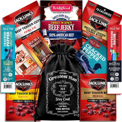 Beef Jerky Gift Baskets For Men - Meat And Cheese Gift Baskets, Birthday Gifts For Men Who Have Everything With Beef Jerky Variety Pack - Gifts For Dads & Fathers Day