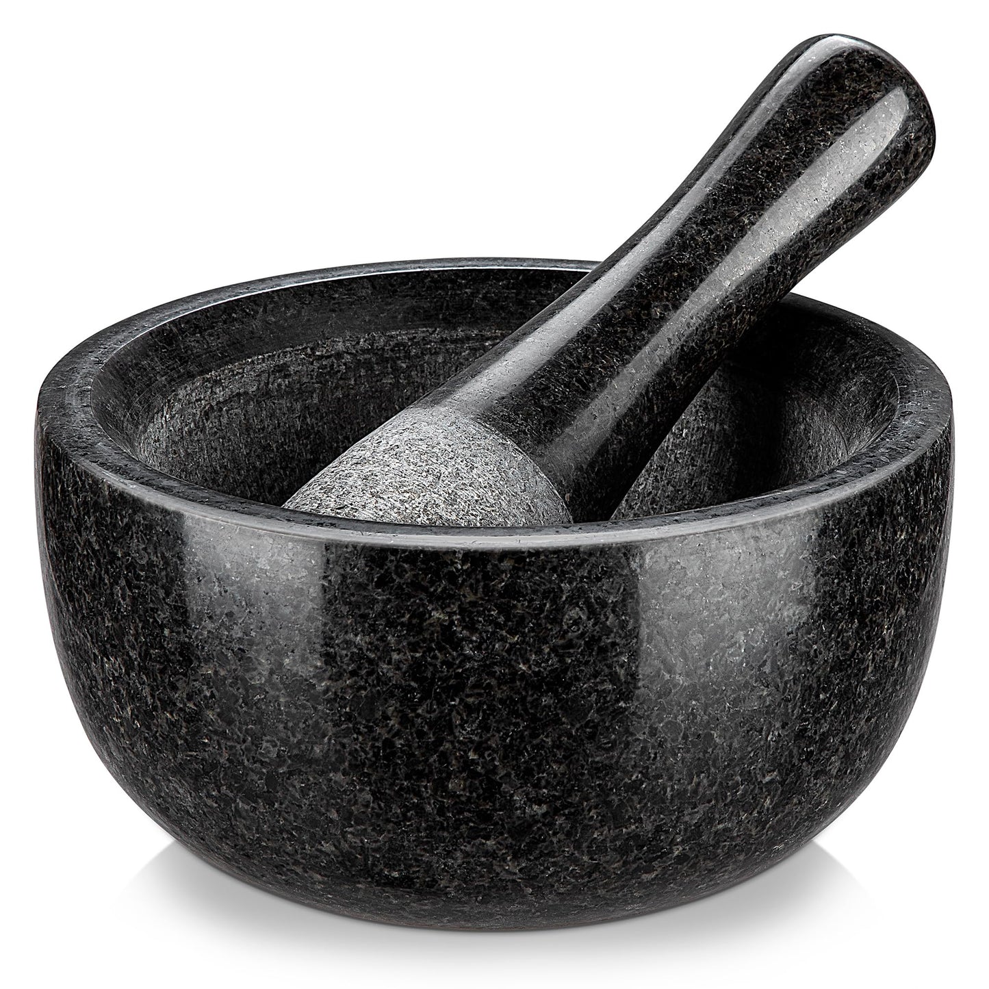 Velaze Large Mortar and Pestle Set, 100% Granite, Natural Unpolished, Herb Crusher, Spice Grinder, Stone Grinder Bowl for Making Guacamole and Pesto, 6.3 Inch Pestle and 16 oz Mortar(2 Cup)