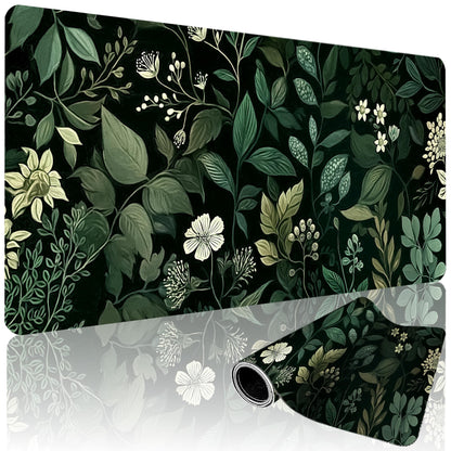 ModrnGld XXL Gaming Mouse Pad 35.4 x 15.7 Inch, Large Floral Desk Mousepad with Vintage Botanical Design, Water-Resistant, Stitched Edges, Non-Slip Rubber Base Desk Mat