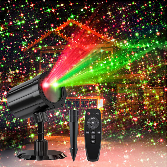 Linbii Christmas Projector Lights Outdoor, Dual-Color Starry Sky Outdoor Christmas Projector Lights with Remote & Timer, IP65 Waterproof for Christmas Decorations, Holiday,Yard, Garden & Party Decor