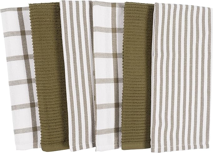 KAF Home Premium Kitchen Towels, Large 100% Cotton, Flat & Terry Absorbent Dish