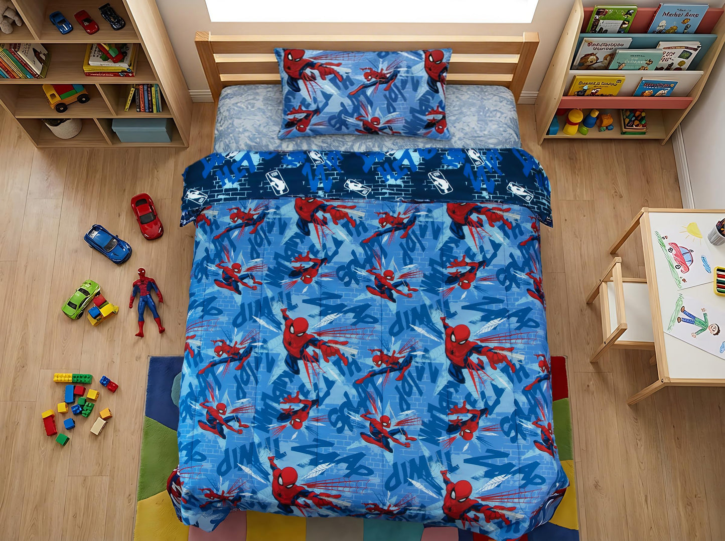 Northwest Disney Marvel Spiderman Twin Comforter Set, Reversible Design Ultra Soft Fade Resistant Microfiber Kids Bedding Set, Officially Licensed