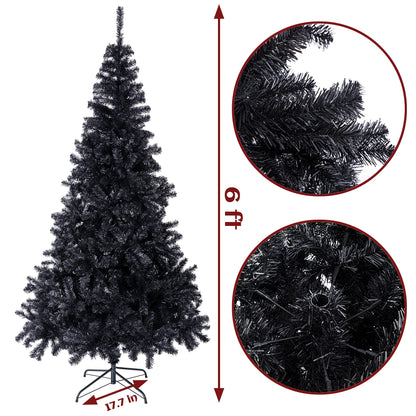 Sunnyglade 6 Ft Halloween Black Premium Artificial Christmas Tree 1000 Tips Easy to Assemble with Christmas Tree Stand (6 ft)
