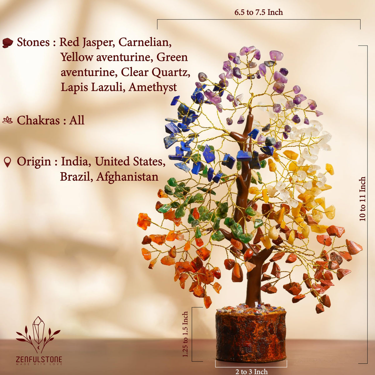 7 Chakra tree of life Crystal Healing Money Tree for Home Living Decor, Office Desk Decor | Handmade Feng Shui Bonsai for Positive Energy, Wealth & Good Luck | Birthday Gifts for Men, Women, Mom