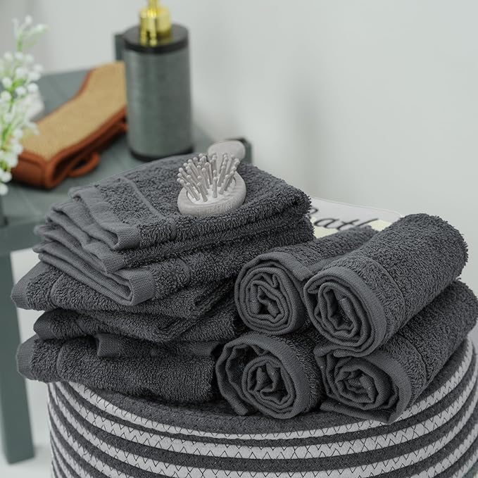 Tens Towels Pack of 12 Washcloths, 12 x 12 Inches, Lighter Weight, Quick to Dry