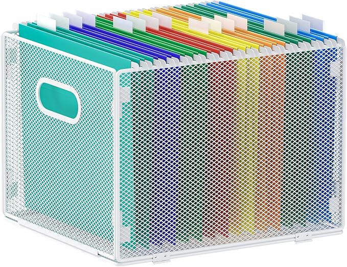 Samstar Hanging File Organizer, Mesh File Folder Organizer Crate Cabinet