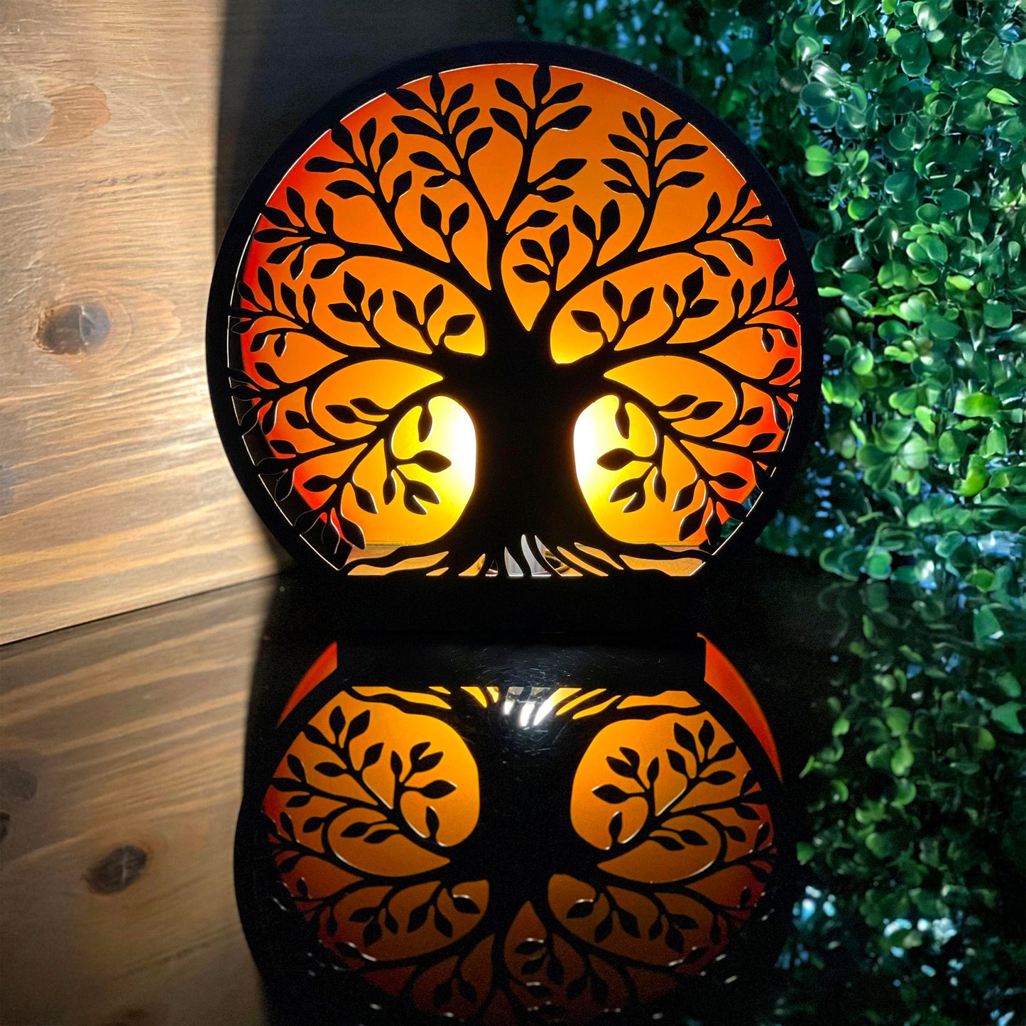 Zeckos Tree of Life Accent Lamp - 8” Decorative Metal Plug-in Table Light, Black Nature Silhouette with Warm Amber Backlight, Nightstand Desk Lighting, Cozy Home Décor Gift, Bulb Included