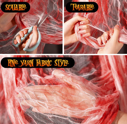 Watayo 315 x 85 Inch Halloween Creepy Blood Cloth - Scary Spooky Cloth with Bloody Prints - Windows Doorways Cover Gauze for Halloween Party Haunted House Decorations