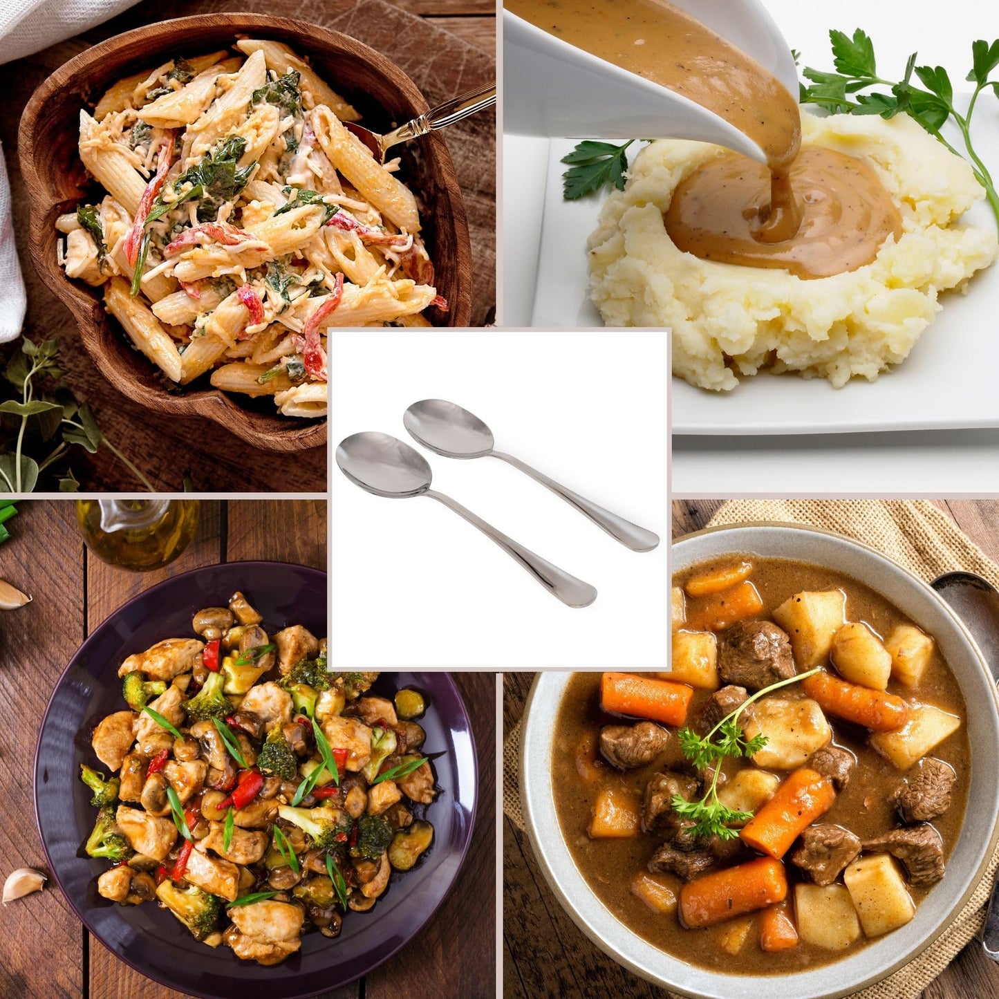 Cornucopia Brands X-Large Stainless Steel Serving Spoons (2-Pack), Buffet & Banquet Style Serving Utensils