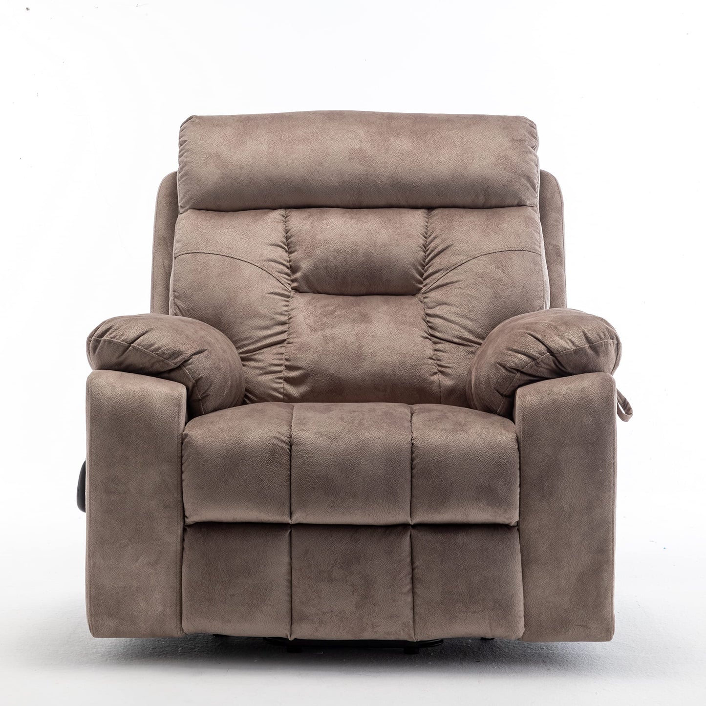 Power Lift Recliner Chair with Heat and Massage Oversized Electric Reclining Sofa Chair Wide Seat Living Room Recliner with Cup Holders for Adults, Light Brown