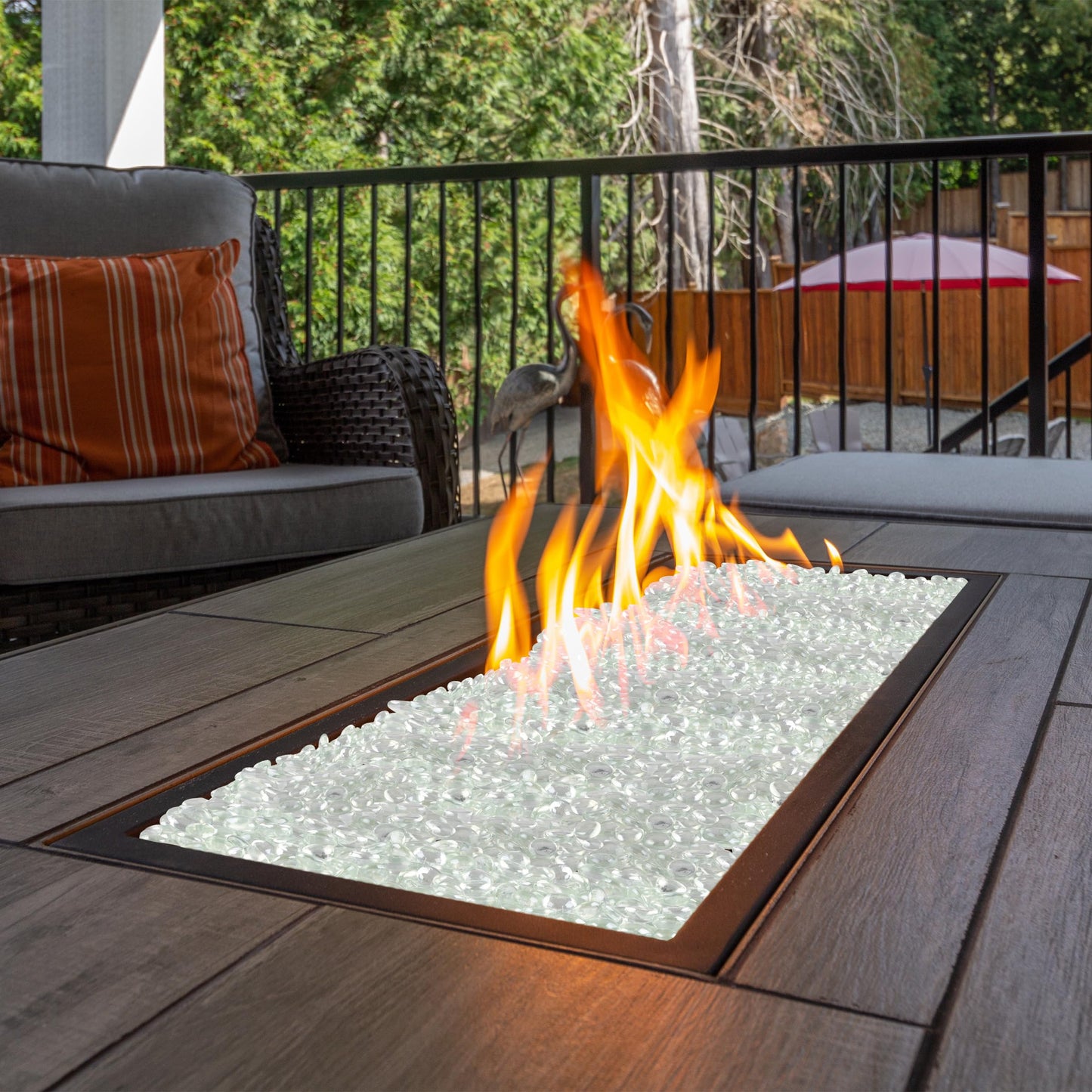 Pure Garden 10lb Fire Pit Glass Rocks, Clear