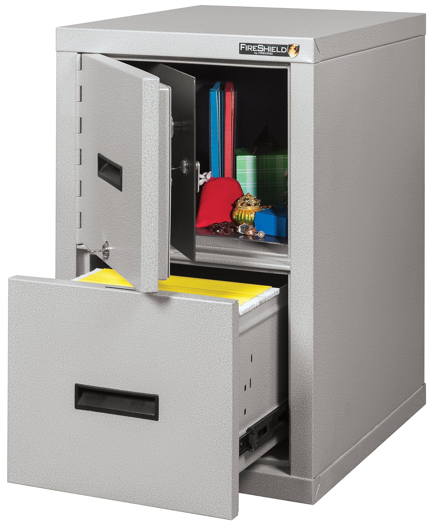 Fire Resistant File Cabinet - Light Weight, fire Rated, One File Drawer & Safe