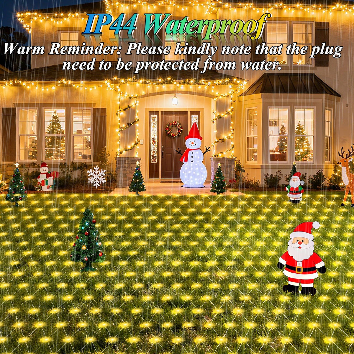 Lovelite 10ft x 10ft Net Lights, 280LED Gazebo Lights Outdoor 8 Modes Timer, Waterproof Connectable Christmas Light Clear Wire Large Size for Bushes Patio Pergolas Garden Holiday Party - Warm White