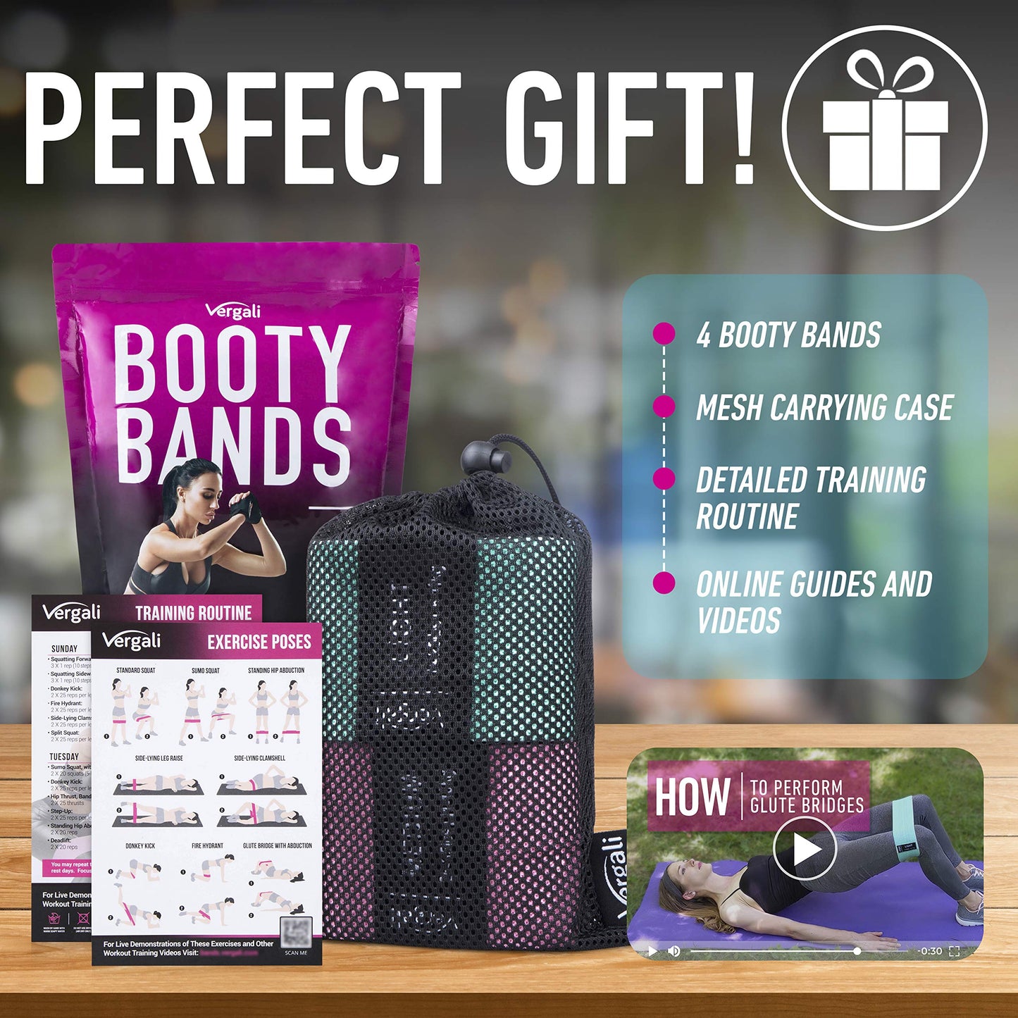 Resistance Bands for Working Out with Workout Bands Guide. 4 Booty Bands for Women Men Fabric Elastic Bands for Exercise Bands for Legs for Working Out Hip Thigh Glute Bands Set