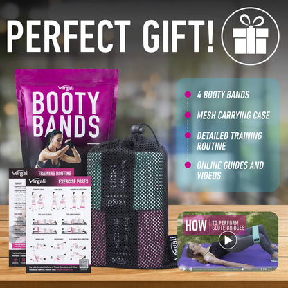 Resistance Bands for Working Out with Workout Bands Guide. 4 Booty Bands for Women Men Fabric Elastic Bands for Exercise Bands for Legs for Working Out Hip Thigh Glute Bands Set