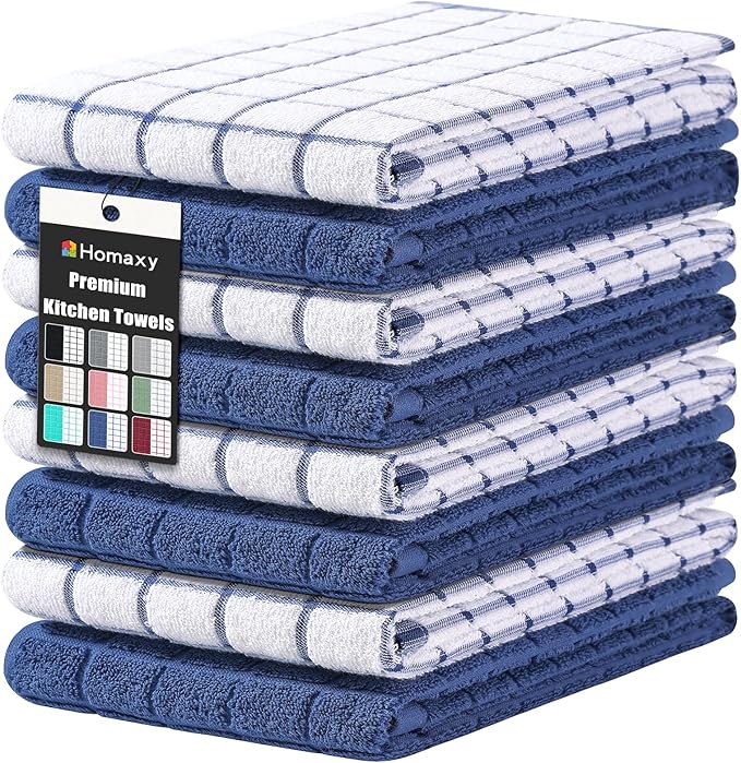 Homaxy Premium Cotton Kitchen Towels 16"x 28", Large Natural Ring Spun 390 GSM