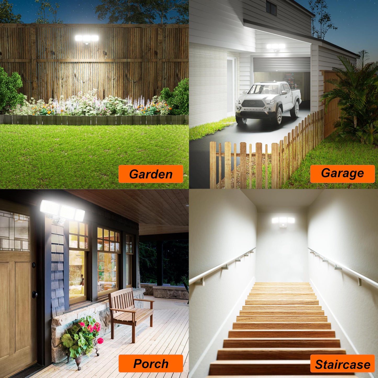 AIXPI Battery Powered Outdoor Lights, 240 Led Security Lights Outdoor Motion Sensor PIR, IP65 Waterproof Outdoor Wall Lights Wireless Flood Lights Indoor for Gardern Yard Porch Garage, White 1 Pack