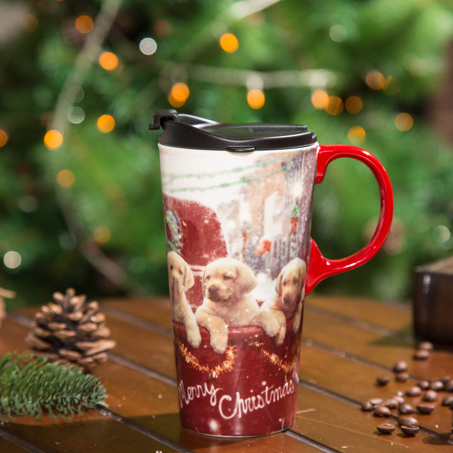 Topadorn Christmas Ceramic Mugs Travel Mug Porcelain Coffee Cup with Gift Box Latte Mug for Holiday 17 oz.