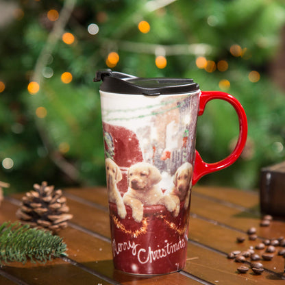 Topadorn Christmas Ceramic Mugs Travel Mug Porcelain Coffee Cup with Gift Box Latte Mug for Holiday 17 oz.