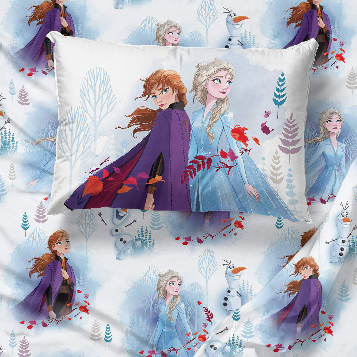 Jay Franco Kids Sheet Set with Fitted, Flat Sheets & Pillow Cover - Ultra-Soft Bedding with Pillowcase for Room Decor, Multi - Frozen, 3 Piece Twin