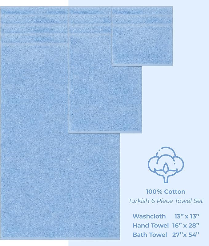 American Soft Linen Luxury 6 Piece Towel Set, 2 Bath Towels 2 Hand Towel 2