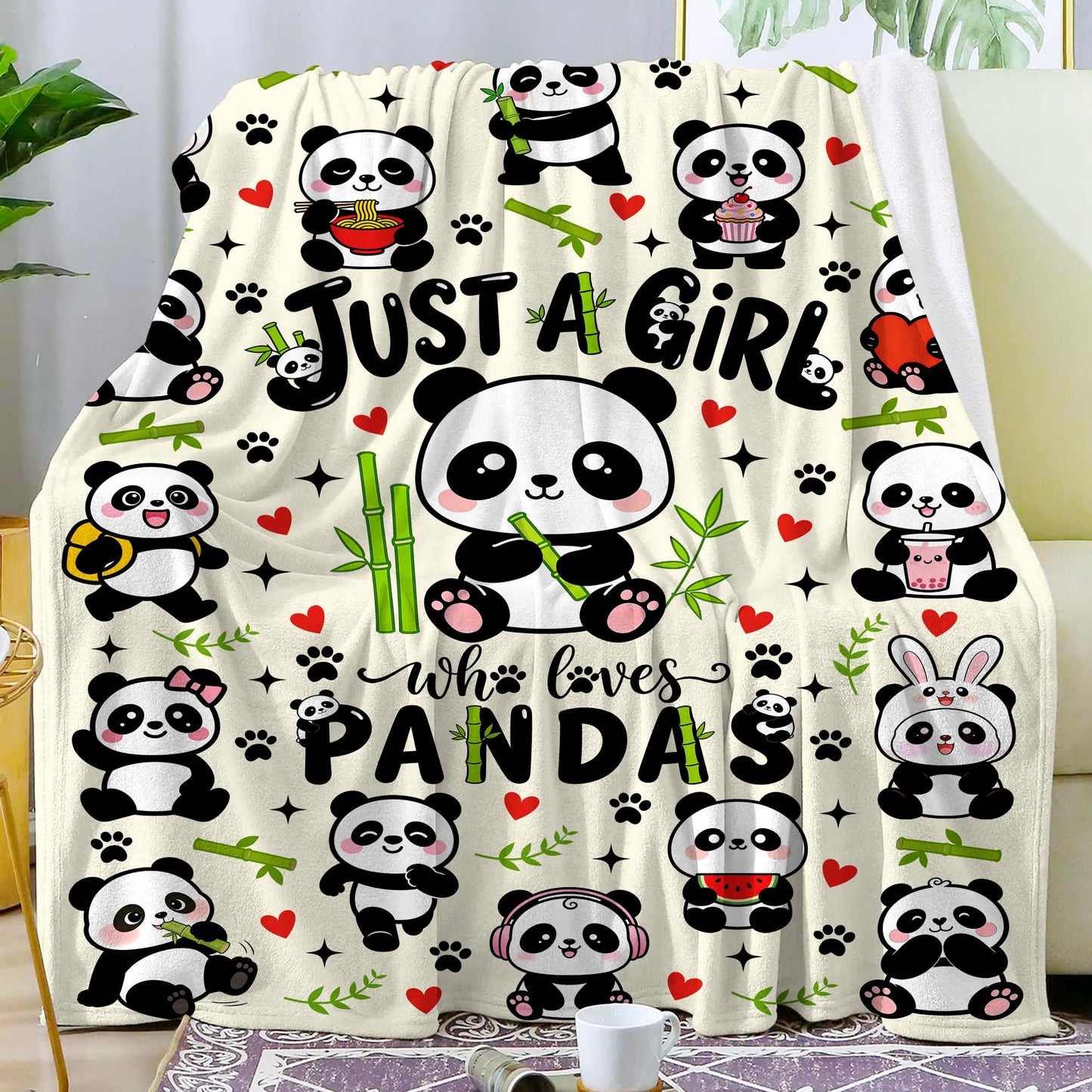 MOUND BOOM Panda Blanket Gifts for Panda Lovers Kids Teens,Pandas Accessories Stuff Animal Pattern Throw Blankets,Cute Pandas Theme Gifts for Women Girls Adults 50"X40"