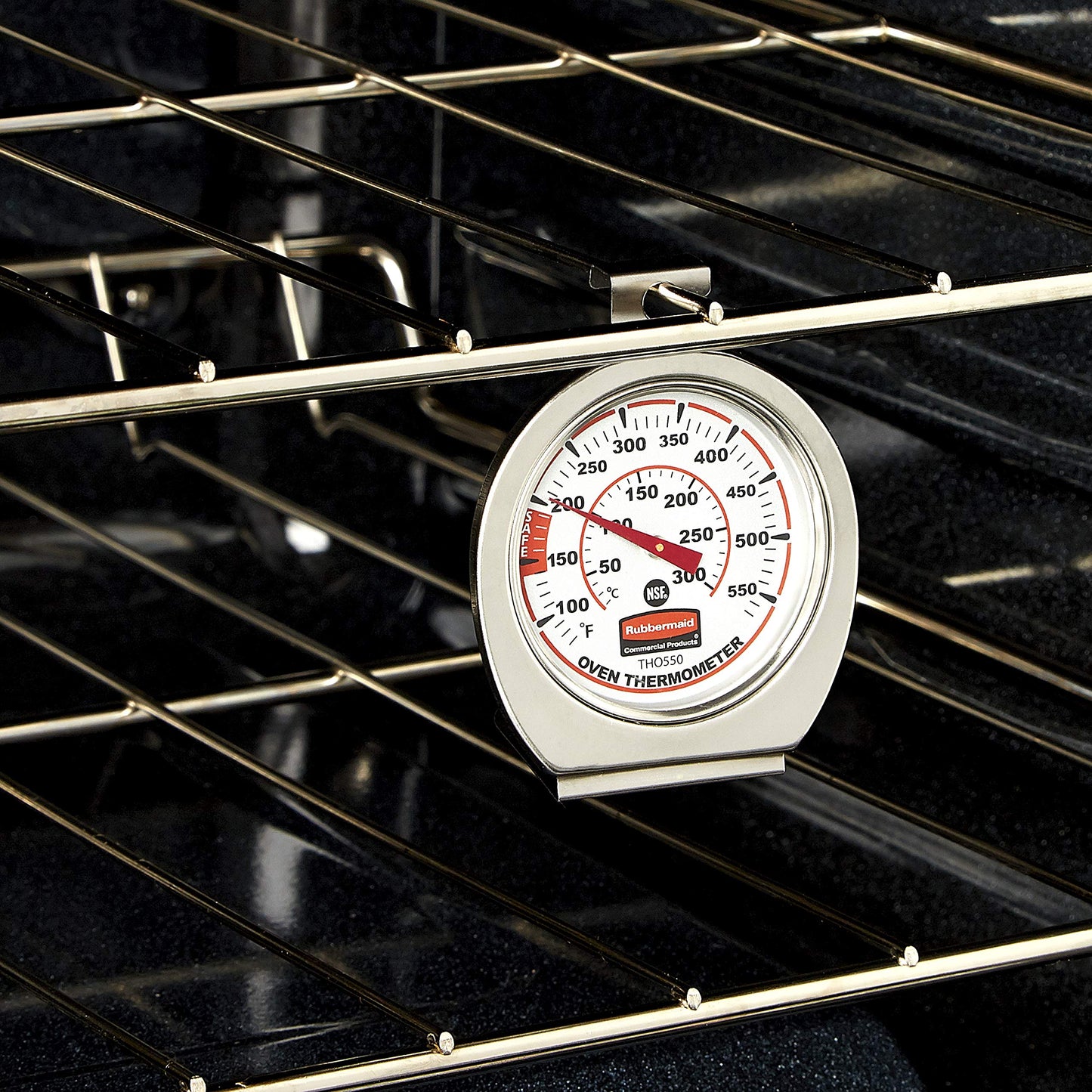 Rubbermaid Commercial Products Stainless Steel Monitoring Thermometer, Safe for Inside Oven/Grill/Smoker, 60-580°F Range, Easy to Read Food Thermometer For Food Resturant/Home Cooking