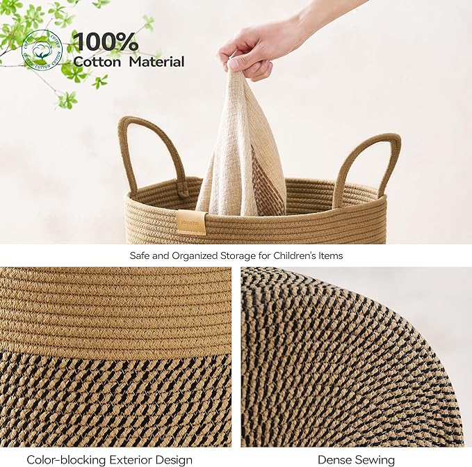 80L Laundry Hamper Basket, Baby Nursery Woven Storage Basket