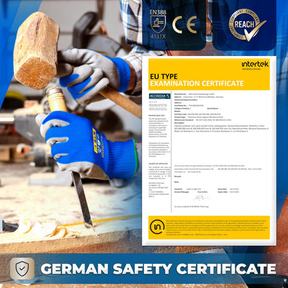 S&R Protective Gloves 12 Pairs with Nitrile Coating in XL/10, Non-Slip Work Gloves for Assembly, Building, Restoration
