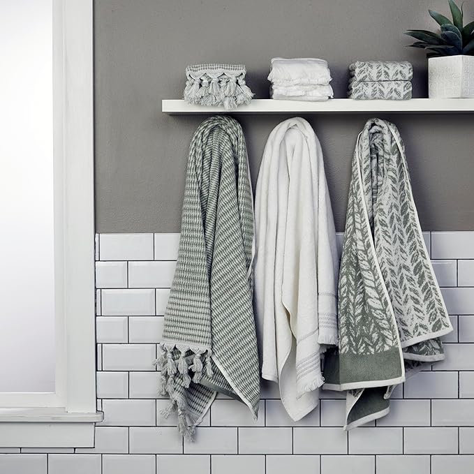 SKL Home Distressed Leaves 100% Turkish Cotton Premium Bath Towel, 600 GSM