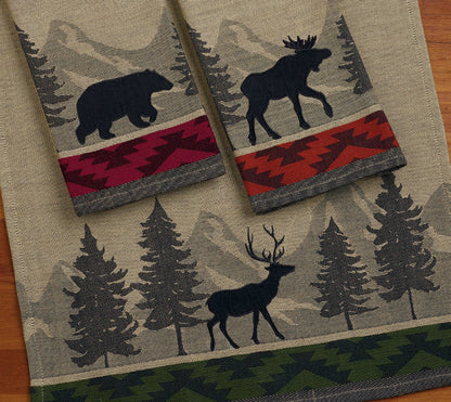 DII Woodlands Collection Dishtowel Set, 18x28, in The Woods, 3 Piece