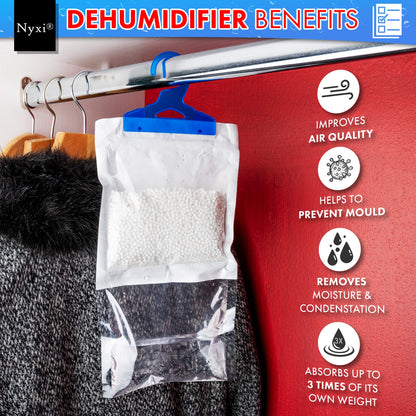 Nyxi Set of 12 Hanging Interior Wardrobe Dehumidifier - 230g Each Bag - Ideal to stop damp, mould mildew & condensation- For Wardrobe, Home, Kitchen, Garage, Bedroom, Caravan, Office, Basement etc