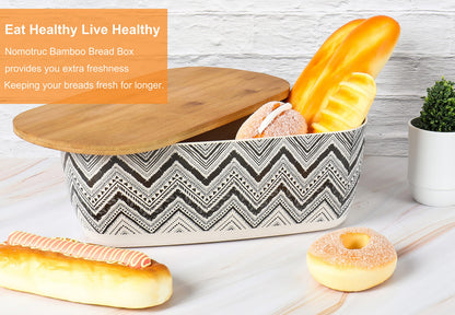 Nomotruc Bread Box For Kitchen Countertop,Bread Box with Cutting Board Lid Made with Bamboo Fiber,Bread Container Holder Keeper Keep Fresh I14.4x8.3x5.6 in……