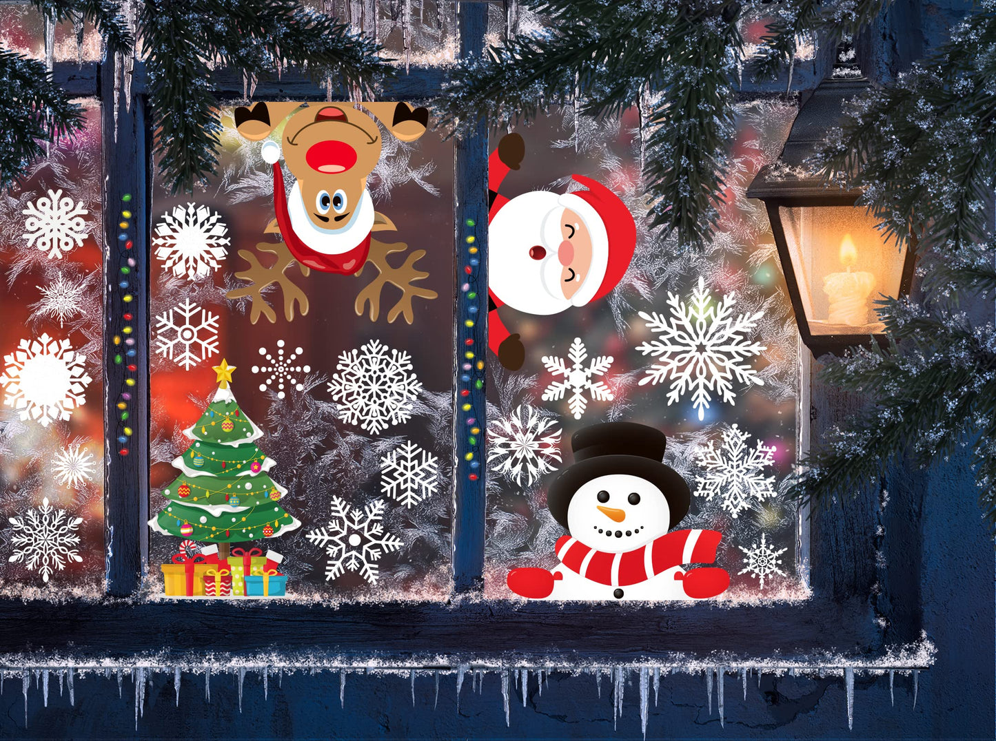 Funnlot Christmas Window Stickers 262PCS: Multicolor, Modern, Contemporary Vinyl Stickers for Windows, Glass, Cars & More