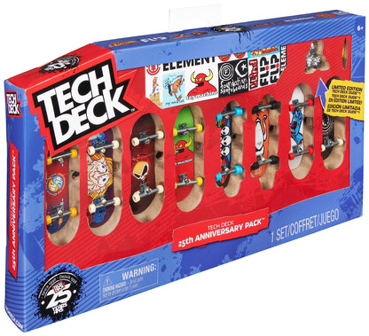 Tech Deck, 25th Anniversary 8-Pack Fingerboards with Exclusive Figure, Collectible and Customisable Mini Skateboards, Kids’ Toys for Ages 6 and up