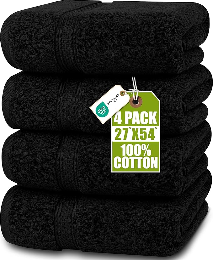 Utopia Towels 4 Pack Premium Bath Towels Set, 27 by 54 Inches, 100% Ring Spun