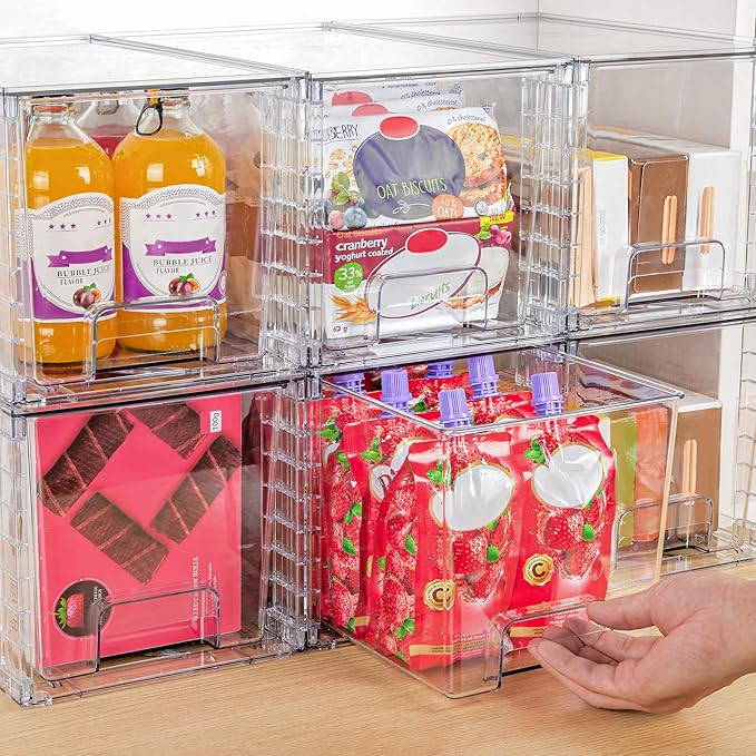 Vtopmart 4 Pack Large Stackable Storage Drawers, Easily Assemble Acrylic