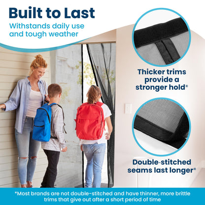 Magnetic Screen Door - Bugs Out, Breeze in - 9min Install Auto-Sealing Heavy Duty Double Stitched Mesh, 52 Magnets, Hands Free Sliding & Patio Door Net, Pet & Kid Friendly, 38 x 82 Inch, Flux Phenom