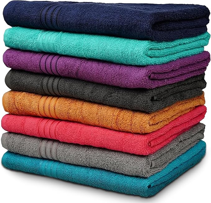 ZUPERIA Premium Multicolor Bath Towels Set of 8 100% Pure Cotton Shower Towels