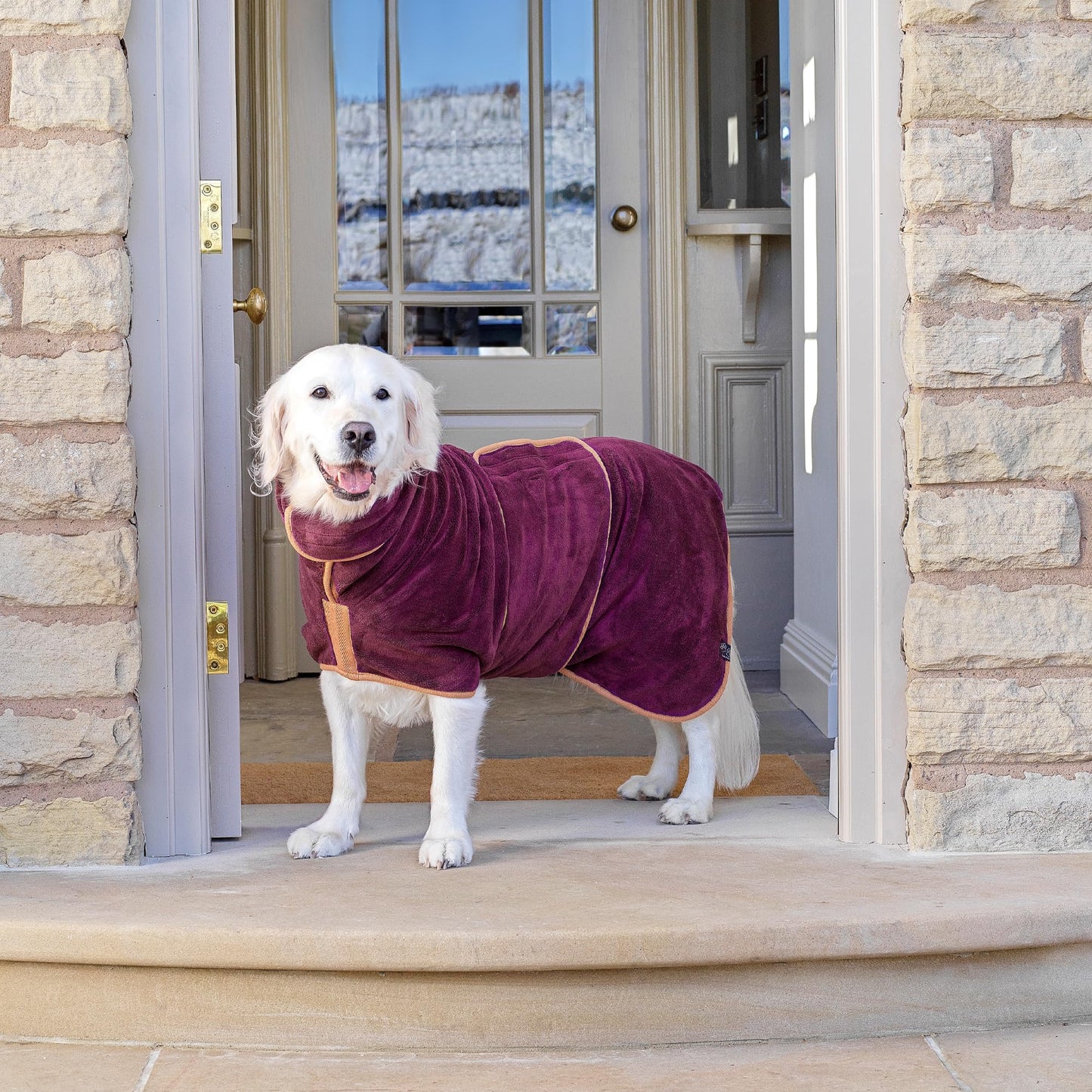 Lucky Paws® UK Dog Drying Coat - Luxurious Double Layer Dog Towel Robe - Dry Your Dogs in Minutes - Ultra Absorbent Drying Robe & Super Soft Dressing Gown (M, Plum)