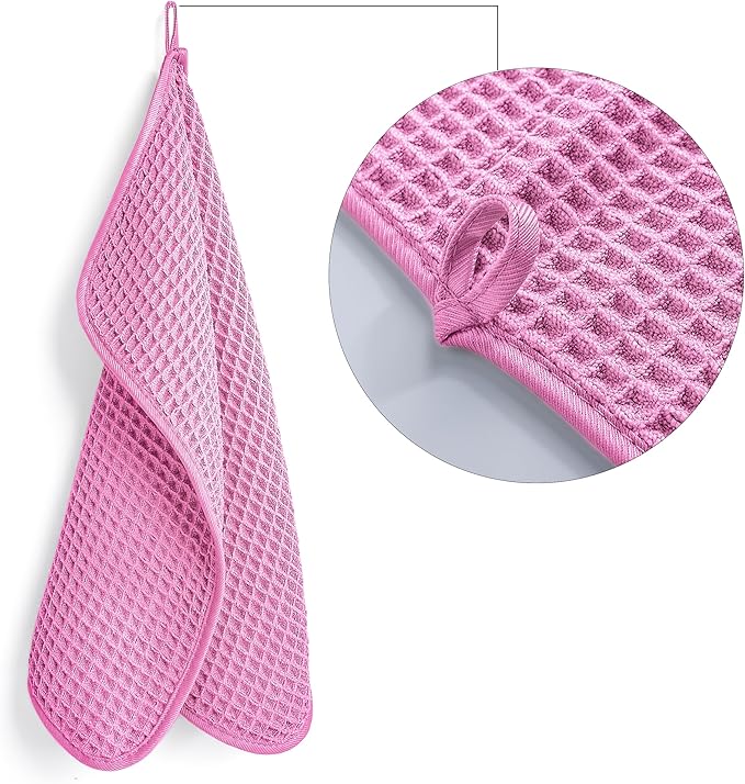 POLYTE 430 GSM Microfiber Lint Free Washcloth Face Towel, 13 x 13 in, 4 Pack