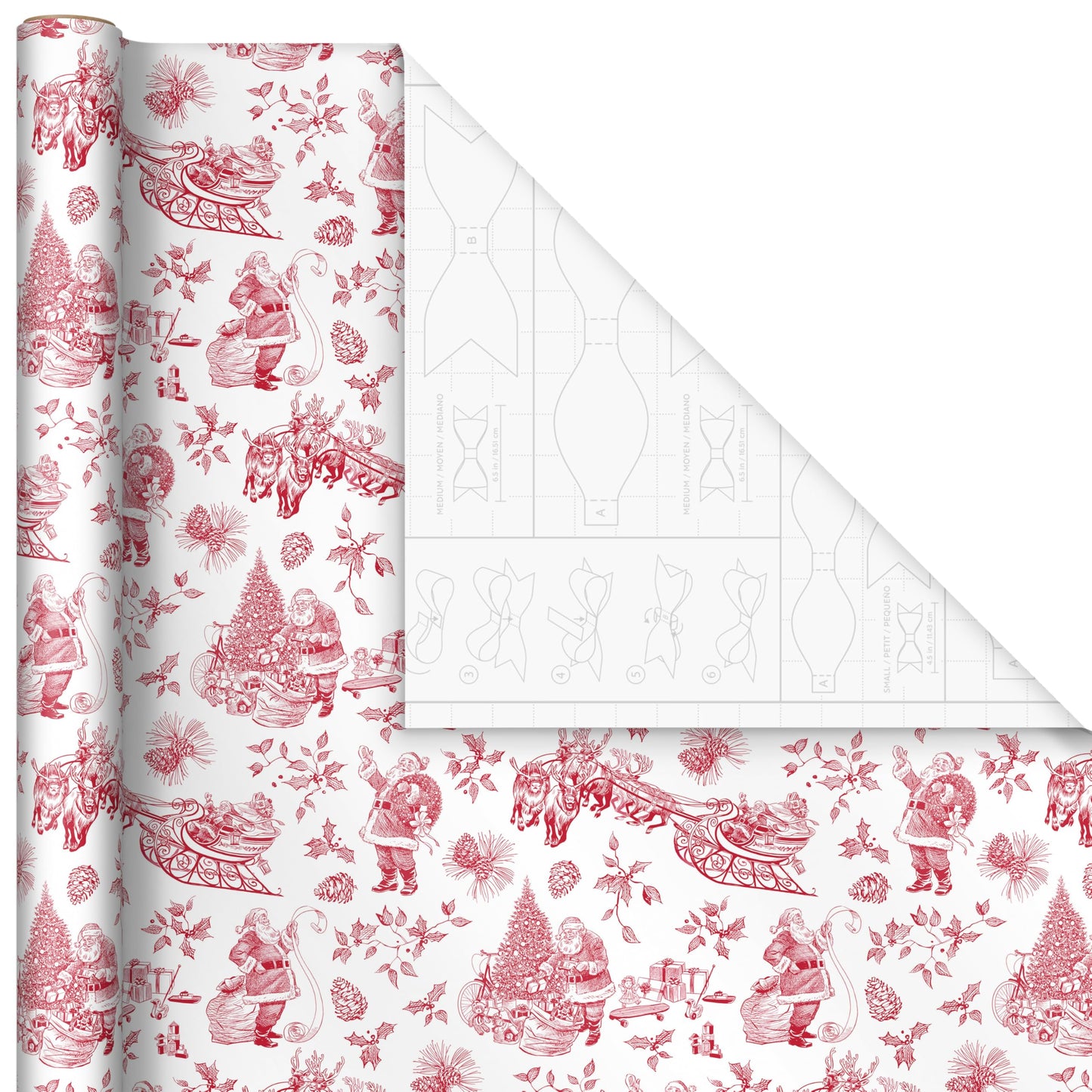 Hallmark Christmas Wrapping Paper Rolls, Holiday Plaid (3-Pack: 120 Sq. Ft. Ttl) Red Toile, Black Buffalo Check, Plaid for Christmas, Birthdays, Weddings, Crafts