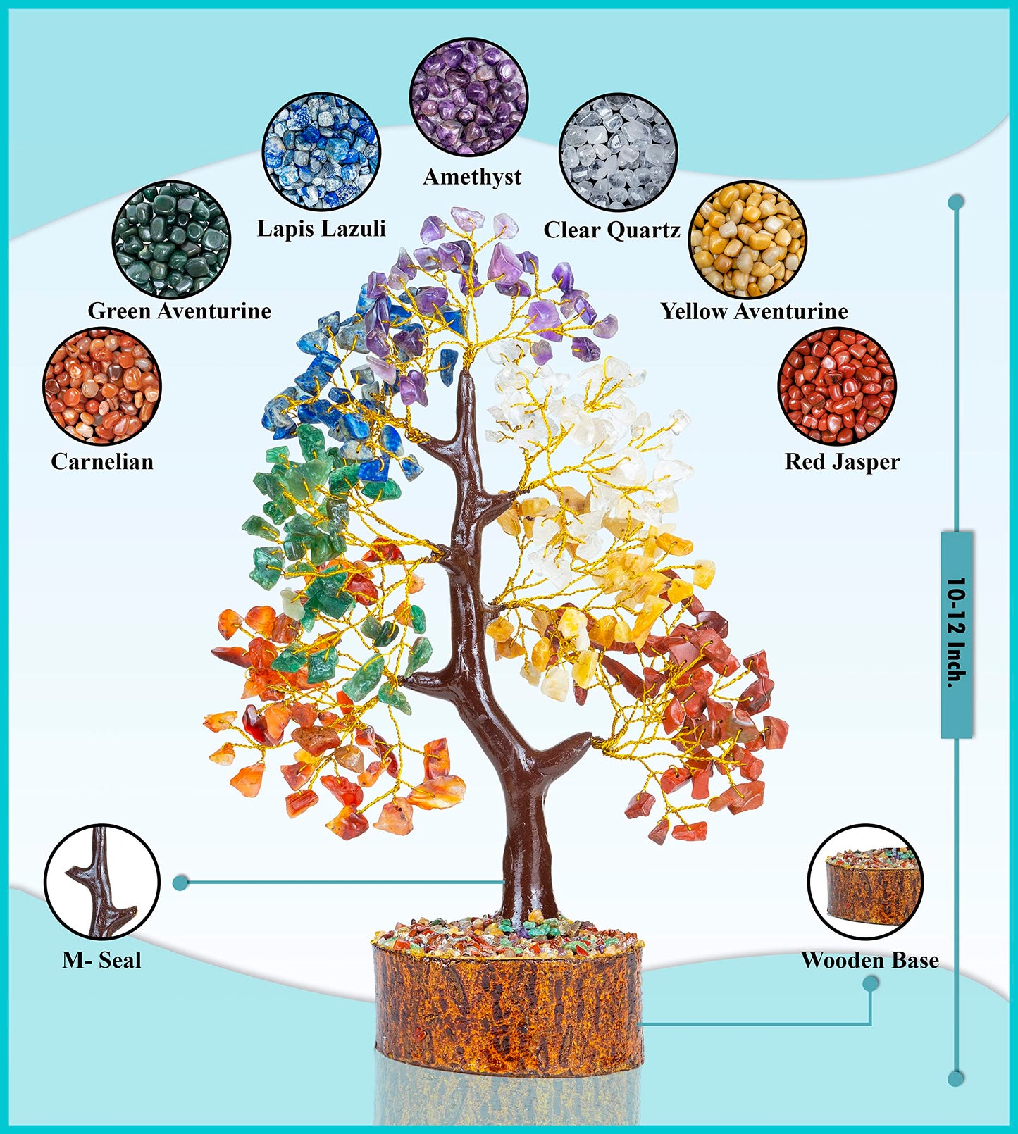 Crocon® Seven Chakra Crystal Tree of Life with Bracelet & 2 Pendants, Feng Shui Bonsai Decor Healing Crystals Spiritual Gifts for Cute Home Room & Desk Decor, Gifts for Women, Mom, Friend Her & Sister