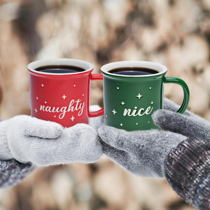 MAINEVENT Naughty Nice Christmas Mugs Coffee Set 11 Ounce, Christmas Cups Couple Gift