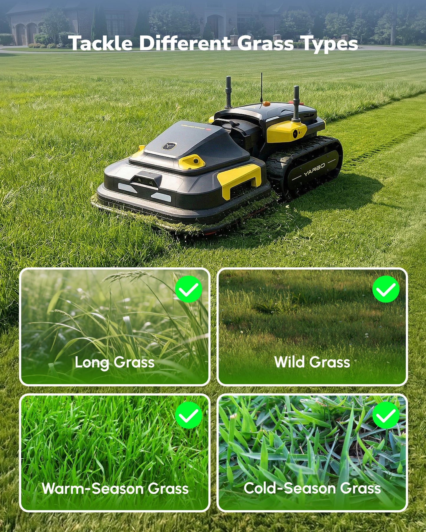 YARBO Robot Lawn Mower Pro, Blower and Snow Blower with Modular Design for Large Yard up to 6 Acres, APP Control Robotic Lawnmower with 0.8"-4.0" Cutting Height, AI Vision & RTK for Navigation
