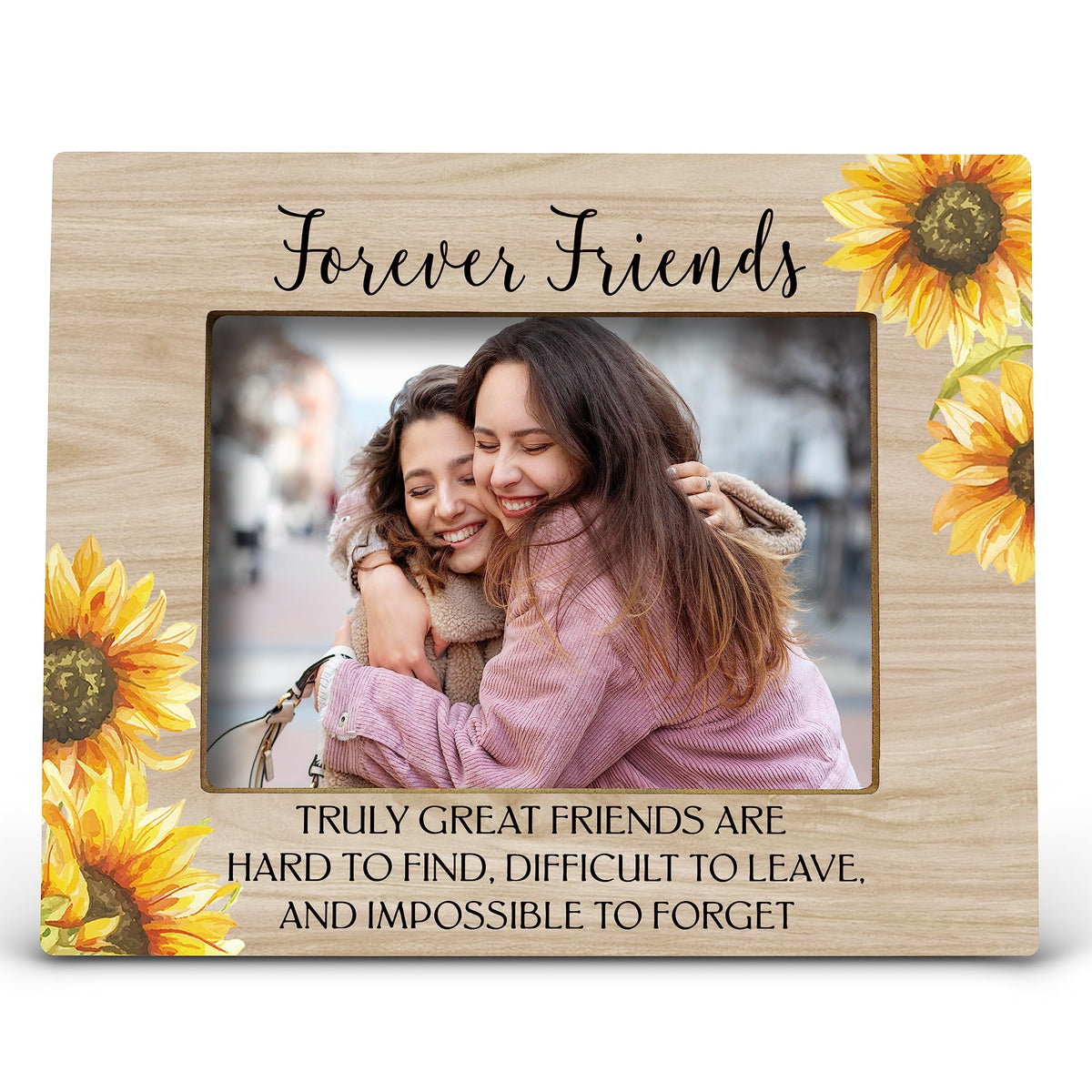 FONDCANYON Forever Friends Sunflower Picture Photo Frame, Bestie Bff Friendship Gifts For Men Women Friends Birthday Christmas Girls (5x7 Inch Photo)